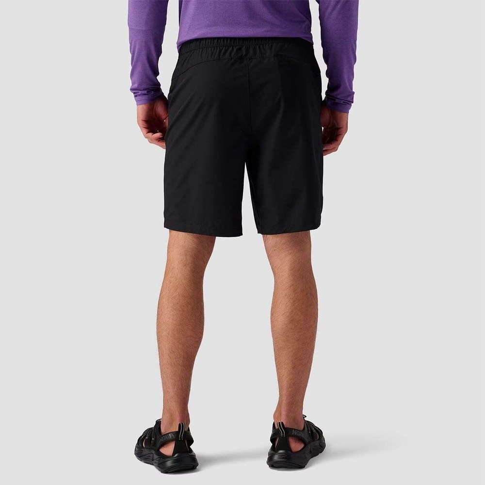 Backcountry Mens Black destination base shorts Elastic Waist Zip Pocket Logo S